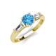 3 - Zosia 6.50 mm Round Blue Topaz and Tapered Baguette Diamond Three Stone Engagement Ring  
