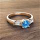 2 - Zosia 6.50 mm Round Blue Topaz and Tapered Baguette Diamond Three Stone Engagement Ring  