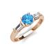 3 - Zosia 6.50 mm Round Blue Topaz and Tapered Baguette Diamond Three Stone Engagement Ring  