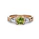 1 - Zosia 6.50 mm Round Peridot and Tapered Baguette Diamond Three Stone Engagement Ring  