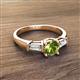 2 - Zosia 6.50 mm Round Peridot and Tapered Baguette Diamond Three Stone Engagement Ring  