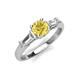 3 - Zosia 6.00 mm Round Lab Created Yellow Sapphire and Tapered Baguette Diamond Three Stone Engagement Ring  