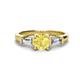 1 - Zosia 6.00 mm Round Lab Created Yellow Sapphire and Tapered Baguette Diamond Three Stone Engagement Ring  