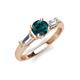 3 - Zosia 6.50 mm Round London Blue Topaz and Tapered Baguette Diamond Three Stone Engagement Ring  