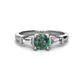1 - Zosia 6.50 mm Round Lab Created Alexandrite and Tapered Baguette Diamond Three Stone Engagement Ring  