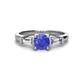 1 - Zosia 6.50 mm Round Tanzanite and Tapered Baguette Diamond Three Stone Engagement Ring  