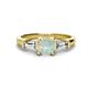 1 - Zosia 6.00 mm Round Opal and Tapered Baguette Diamond Three Stone Engagement Ring  