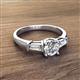 2 - Zosia 6.50 mm Round Moissanite and Tapered Baguette Diamond Three Stone Engagement Ring  
