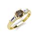 3 - Zosia 6.50 mm Round Smoky Quartz and Tapered Baguette Diamond Three Stone Engagement Ring  