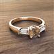 2 - Zosia 6.50 mm Round Smoky Quartz and Tapered Baguette Diamond Three Stone Engagement Ring  