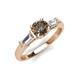 3 - Zosia 6.50 mm Round Smoky Quartz and Tapered Baguette Diamond Three Stone Engagement Ring  