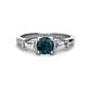 1 - Zosia 6.50 mm Round London Blue Topaz and Tapered Baguette Diamond Three Stone Engagement Ring  