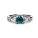 1 - Zosia 6.00 mm Round Blue Diamond and Tapered Baguette Diamond Three Stone Engagement Ring  