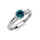 3 - Zosia 6.00 mm Round Blue Diamond and Tapered Baguette Diamond Three Stone Engagement Ring  