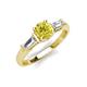 3 - Zosia 6.00 mm Round Yellow Diamond and Tapered Baguette Diamond Three Stone Engagement Ring  