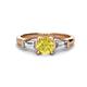 1 - Zosia 6.00 mm Round Yellow Diamond and Tapered Baguette Diamond Three Stone Engagement Ring  