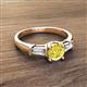 2 - Zosia 6.00 mm Round Yellow Diamond and Tapered Baguette Diamond Three Stone Engagement Ring  