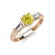 3 - Zosia 6.00 mm Round Yellow Diamond and Tapered Baguette Diamond Three Stone Engagement Ring  