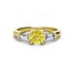 1 - Zosia 6.00 mm Round Yellow Diamond and Tapered Baguette Diamond Three Stone Engagement Ring  