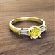 2 - Zosia 6.00 mm Round Yellow Diamond and Tapered Baguette Diamond Three Stone Engagement Ring  