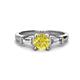 1 - Zosia 6.00 mm Round Yellow Diamond and Tapered Baguette Diamond Three Stone Engagement Ring  