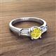 2 - Zosia 6.00 mm Round Yellow Diamond and Tapered Baguette Diamond Three Stone Engagement Ring  
