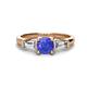 1 - Zosia 6.50 mm Round Tanzanite and Tapered Baguette Diamond Three Stone Engagement Ring  