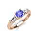 3 - Zosia 6.50 mm Round Tanzanite and Tapered Baguette Diamond Three Stone Engagement Ring  