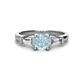 1 - Zosia 6.50 mm Round Aquamarine and Tapered Baguette Diamond Three Stone Engagement Ring  
