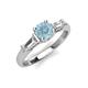 3 - Zosia 6.50 mm Round Aquamarine and Tapered Baguette Diamond Three Stone Engagement Ring  