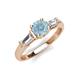 3 - Zosia 6.50 mm Round Aquamarine and Tapered Baguette Diamond Three Stone Engagement Ring  