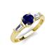 3 - Zosia 6.00 mm Round Blue Sapphire and Tapered Baguette Diamond Three Stone Engagement Ring  