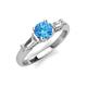 3 - Zosia 6.50 mm Round Blue Topaz and Tapered Baguette Diamond Three Stone Engagement Ring  