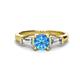 1 - Zosia 6.50 mm Round Blue Topaz and Tapered Baguette Diamond Three Stone Engagement Ring  