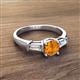 2 - Zosia 6.50 mm Round Citrine and Tapered Baguette Diamond Three Stone Engagement Ring  