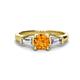 1 - Zosia 6.50 mm Round Citrine and Tapered Baguette Diamond Three Stone Engagement Ring  