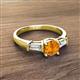 2 - Zosia 6.50 mm Round Citrine and Tapered Baguette Diamond Three Stone Engagement Ring  