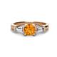 1 - Zosia 6.50 mm Round Citrine and Tapered Baguette Diamond Three Stone Engagement Ring  