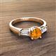 2 - Zosia 6.50 mm Round Citrine and Tapered Baguette Diamond Three Stone Engagement Ring  