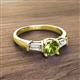 2 - Zosia 6.50 mm Round Peridot and Tapered Baguette Diamond Three Stone Engagement Ring  