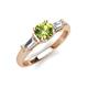 3 - Zosia 6.50 mm Round Peridot and Tapered Baguette Diamond Three Stone Engagement Ring  