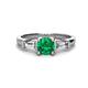 1 - Zosia 6.00 mm Round Emerald and Tapered Baguette Diamond Three Stone Engagement Ring  