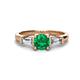 1 - Zosia 6.00 mm Round Emerald and Tapered Baguette Diamond Three Stone Engagement Ring  
