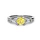1 - Zosia 6.00 mm Round Lab Created Yellow Sapphire and Tapered Baguette Diamond Three Stone Engagement Ring  