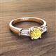 2 - Zosia 6.00 mm Round Lab Created Yellow Sapphire and Tapered Baguette Diamond Three Stone Engagement Ring  