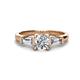 1 - Zosia IGI Certified 6.50 mm Round Lab Grown Diamond and Tapered Baguette Diamond Three Stone Engagement Ring  