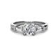 1 - Zosia IGI Certified 6.50 mm Round Lab Grown Diamond and Tapered Baguette Diamond Three Stone Engagement Ring  