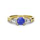 1 - Zosia 6.50 mm Round Tanzanite and Tapered Baguette Diamond Three Stone Engagement Ring  