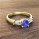2 - Zosia 6.50 mm Round Tanzanite and Tapered Baguette Diamond Three Stone Engagement Ring  