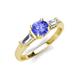 3 - Zosia 6.50 mm Round Tanzanite and Tapered Baguette Diamond Three Stone Engagement Ring  